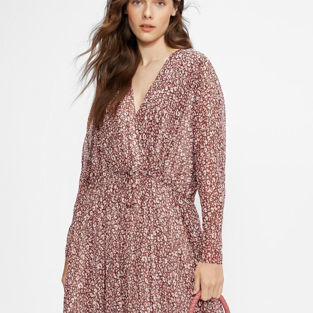 Ted Baker Vallyy Midi Dress Size 8 Ted Size 3 Animal Print Flowy Boho Peasant - Picture 2 of 14